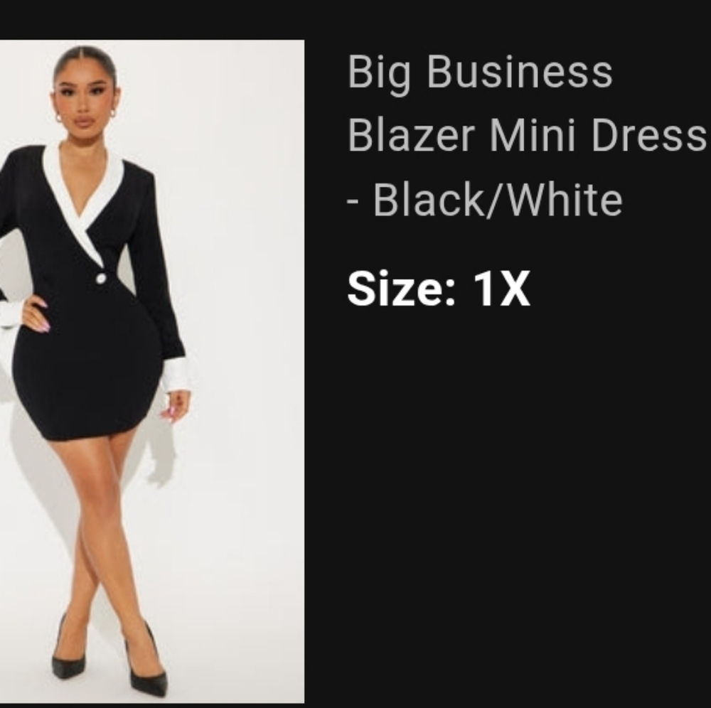 Fashion Nova Black and White V-Neck Long Sleeve Sheath Dress